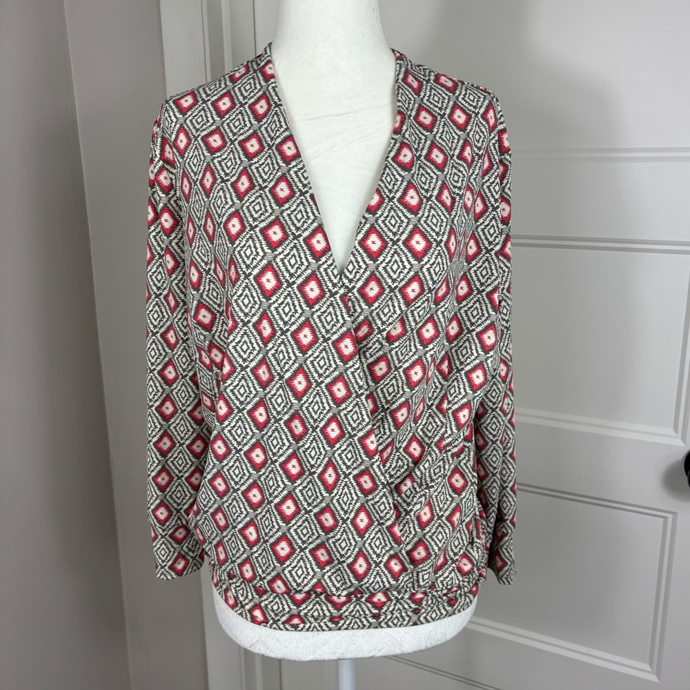Ellie Kai Ikat‎ Print Wrap Blouse Size 6